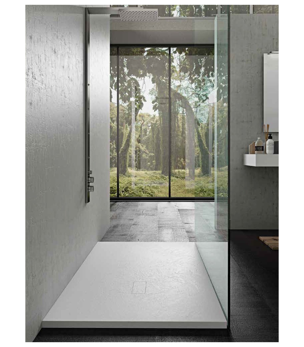 Panel de pared de ducha compuesto - Hoja de piedra y cemento - 90